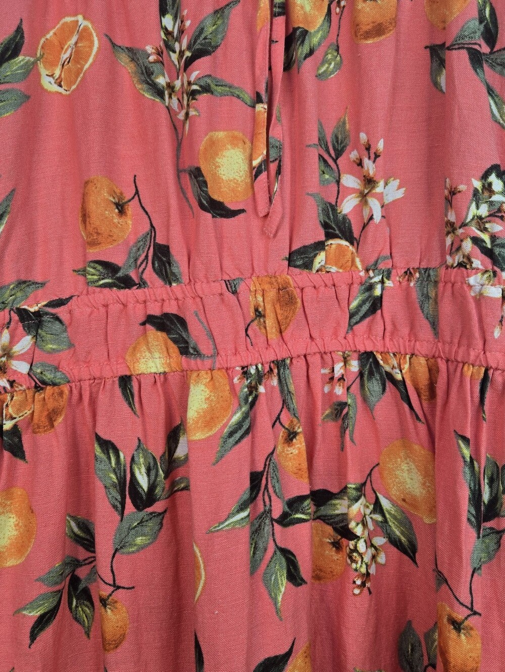 LOFT Size M Orange Citrus Print Spaghetti Strap Sundress - Picture 3 of 11